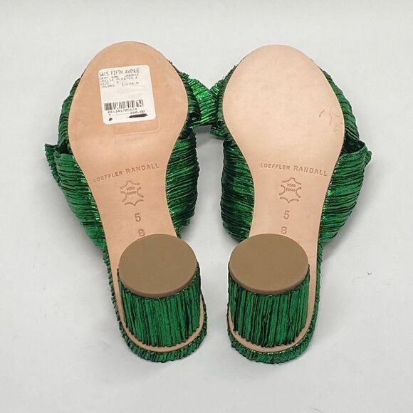Loeffler Randall Emilia 50MM Pleated Lamé Knotted Mules size 5 - Picture 13 of 14